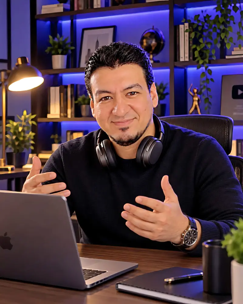 Muhammad explaining a plan on a video call